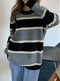 Color Block Striped Knit Sweater- Outfit