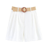 Summer New Women's Casual Temperament Simple Fashion With Belt Baimu High-Waist