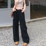 Pants Women Loose Pockets Teens Unisex Streetwear Retro Chic Ins Ulzzang Casual Baggy Vintage College Thin Summer