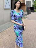 Women Elegent Party White Midi Dress Female Office Lady Fashion Slim Clothes
