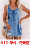 Women's 2025 Summer New Fashion Imitation Denim Vest Casual Print Sleeveless