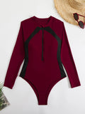 2025 New Sexy Racing Surf Suit Color Conjoined Zipper Tight Body Repair Swimsuit Swimsuit