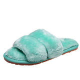 Size Wool Slippers Female Fashion Wear Elastic With Parallel Bars Open Toe Flat Bottom Warm Cotton Shoes Indoor Cotton