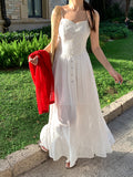 Xixi 13 Lines 2025 Summer New Elegant Temperament High-Waist Embroidery Sling Dress Women