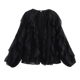 Women's Dress 2025 New Fashion Design Feel-Sensitive Leaf Folded V-Neck Shirt