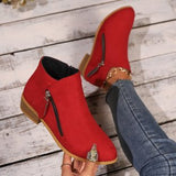Short-Box Martin Boots 2025 Autumn And Winter New Zipper Flat Bottom Leisure Snow Boots Cotton Boots Thick Bottom