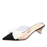 Baotou Half Slippers Female Summer Outside Wear Fashion Good To Match The 2025 New Fairy Wind Bow Black