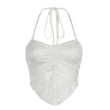 Sexy, Delicate Rose Neckline With Lace Halter Top With A Bare Back To Wear A Light-Colored
