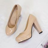 Dress Work Women's Shoes Large Black High-Heeled Shoes Ceremonial Round Head Coarse Professional Single Shoes 10Cm