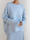And Winter Explosion Of Women's Knitted Shirt Round-Neck Solid Color Loose