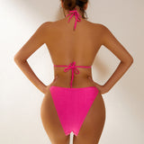 Zingj New Bikini 2024 Sexy Crystal Diamond Chain Split Women's Swimsuit Solid Color Strap