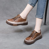 With Pure Leather Soft Soles Retro Single Shoes Spring And Autumn Water Wash Leather Leather Flat Women's Shoes Comfortable Soft-Soled Women's