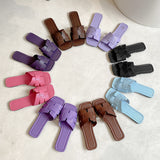 Pure-Color Lightweight Flat-Bottomed Slippers Women Wearing Beach Outside The Beach Cool