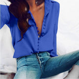 Zingj Hot Style New Irregular Solid Color V-Neck Sexy Breasted Long Sleeve Women's
