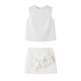 New Simple Waistcoat Floral Dress Half-Piece