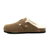 Birken Shoes Autumn And Winter New One-Legged Plus Velvet Boken Flat-Bottomed Half-Dragging Cotton Shoes Office Home Lazy