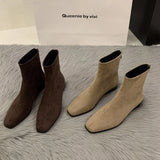 Velvet Velvet Korean Small Ankle Boots Women's Shoes 2025 New Autumn And Winter Plus Velvet Martin Boots Slim Skinny Short