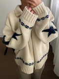 Aesthetic Moon Star Print Zip Up CardiganOutfit