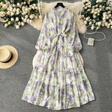 Fragile Chiffon Dress Women's Autumn Dress New Over-Knee Dress Gentle Wind-Float Mid-Floive Mid-Flouse Fairy