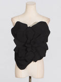 Sexy Small Vest 2025 Spring New Solid Color Three-Dimensional Flower Splicing Design