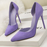 New Woman Pumps Suede Women Heels Stiletto Fashion Office Shoes Pumps Sexy High Heels 10 Cm Ladies Shoes Women's