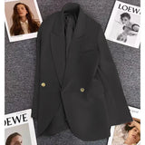 Zingj Korean Version Coffee Color Suit Jacket Female Spring 2024 New Retro British Style Casual Versatile Small