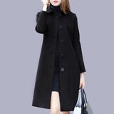 Coat Woman In The Long 2025 Autumn And Winter Of The New Hepburn Wind Large Size Repair Slim Thin Coat Suit