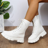 Winter New Large-Size Front With Thick Bottom Chkles And Fashion Buckle Round Head Martin Boots