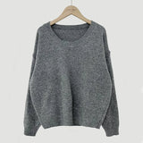 Dark Academia Solid Color Round Neck SweaterOutfit