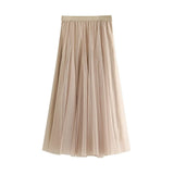 Long Yarn Skirt Half Dress Girl Autumn And Winter High Waist Long Net Yarn Skirt 100 Folding Skirt A Skirt Fairy Dress