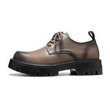 2025 Spring New Leather Shoes Men's British Style Versatile Black Round Head Business Big Leather Shoes