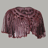 1920s Flapper Shawl Sequin Beaded Short Cape Beaded Decoration Gatsby Party Mesh Short Cover Up Dress