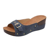 Thick Bottom Slope And Cool Slippers Women's Summer Leisure Belt Buckle Women's