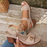 Sandals Women Wear 2025 Summer New Thick-Heeled High-Heeled Sandals Women Casual