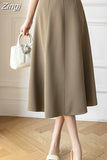 Women's Skirt 2023 Spring Women High Waist Solid Vintage Girl's Waist Down Skirt Knee-length A-line Fashion Thin Skirt for