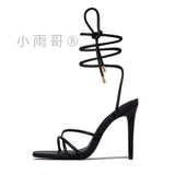 Heel With Sandals Summer Fashion Shoes Cross-Lace Square Head And Cool Slippers