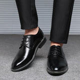 Zingj Business Formal Leather Shoes New Men's Large Size Single Shoes Shallow Mouth Lace Men's Shoes Version Room Decorative