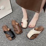 Red Fashion Soft-Soled Slippers Women's Summer Wear 2025 New Leisure Roman Beach Shoes Temperament Head