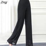 Pants Women Hot Sale Ins 4XL Loose Dance Wide Leg Trousers High Waist Chiffon Chic Korean Fashion Mujer Summer