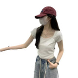 Zingj Short-Sleeved T-Shirt Women's Wear 2024 New Thin Temperament Summer Leisure Versatile Students Short