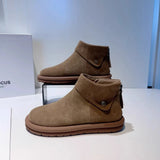 Cotton Shoes 2025 Winter New Baicai Birken Shoes Plus Velvet Warm Flat Bottom Leisure Short Boots