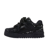Shoes Destruction Aesthetics Splash Ink Series Street Small Black Shoes Rope Bread Shoes And Shoes Couple Fashion
