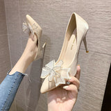 Wind High Heel Female Sheel 2025 New Bow Water Drill Tip Shallow High Heel Single Shoe