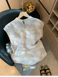 Chinese Collar Buckle Embroidered Jahua Sleeveless Shirt Women 2025 New Zen Age Reduction Chic Vest