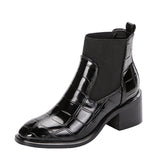 Martin Boots Crocodile Skin High And Coarse And Short-Headed Female Boots Korean Version Of The Paint Skin Short Boots