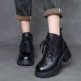Kraft English Wind Martin Boots Women Winter New Small High-Hee Height Height Leather Boots Plus Velvet Short