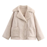 Fall Fashion Collar Three-Color Fur Integrated Long-Sleeved Jacket Women's