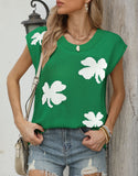 Summer New Loose Women's Dress Maple Leaf Embroidered Round Collar Short-Sleeved Knitwear