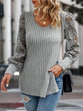 And Autumn 2025 Women's Casual Fashion Knitted Lace-Sleeved