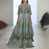 Shein Temu Explosion Walk Show V-Neck Explosion Printed Long